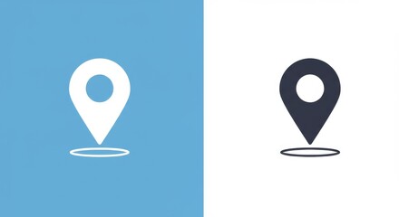 White Marker Location Map Icon Vector , Minimal Clip Art GPS Pin with White Dot