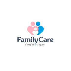 Vector logo design template. Family care abstract icon.