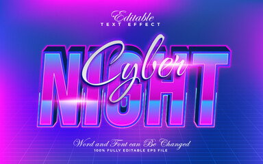Cyber Night 3D editable text effect style