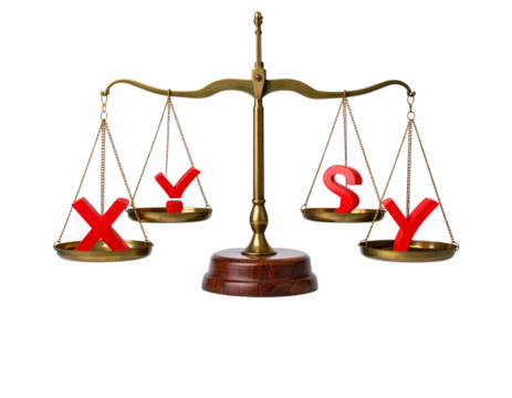 Minimalist Justice Scales with Symbols PNG