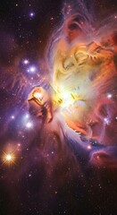 Vibrant Orion Nebula Cosmic Cloud Formation With Stars