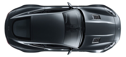 Modern Black Car Top View with Sleek and Gorgeous Look on Transparent Background