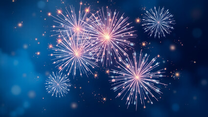 Blue&ndash;Silver Glitter Fireworks, sparkling Diwali glow background