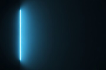 Vertical bright blue neon light strip illuminating a dark textured wall creating a futuristic and modern abstract background effect