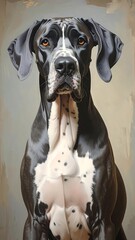 Portrait of a black and white dog