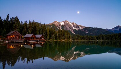 Fototapeta premium Serene lake scene at twilight