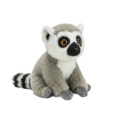 Obraz premium Ring Tailed Lemur Plush Toy with Black and White Striped Tail on Transparent Background