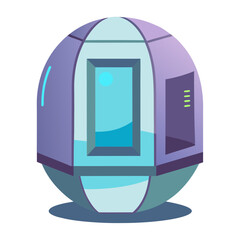 Futuristic pod workspace with screen technology