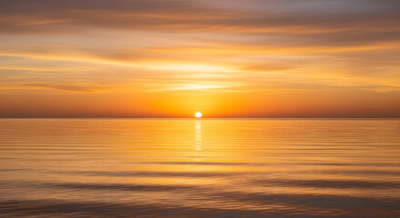 Naklejka premium Golden sunset over the ocean with sun reflecting on the water surface