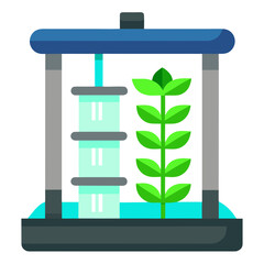 Green plant growing in futuristic hydroponic system