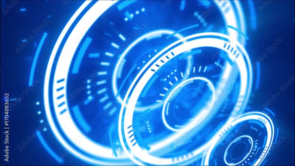 Aufkleber futuristic blue digital interface composed of rotating circular elements