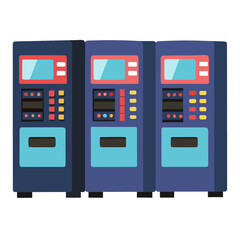 Row of modern automated dispensers vending machines