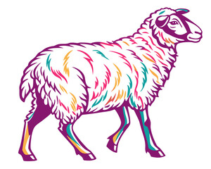 Sheep standing silhouette illustration