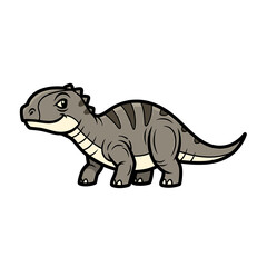 Naklejka premium Cartoon dinosaur with gray skin and dark stripes.