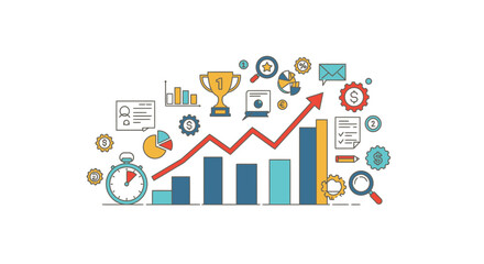 Business performance indicators and growth, statistical data visualization