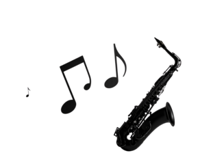 2 - Minimalist Saxophone with Music Notes PNG