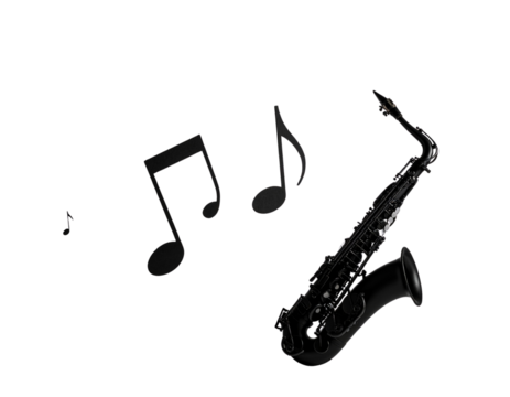 2 - Minimalist Saxophone with Music Notes PNG - Powered by Adobe