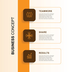Infographic template vector element. 3 step journey banner presentation. Business background with icons