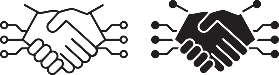 Digital Handshake Icon Representing Partnership, Technology, and Business Collaboration