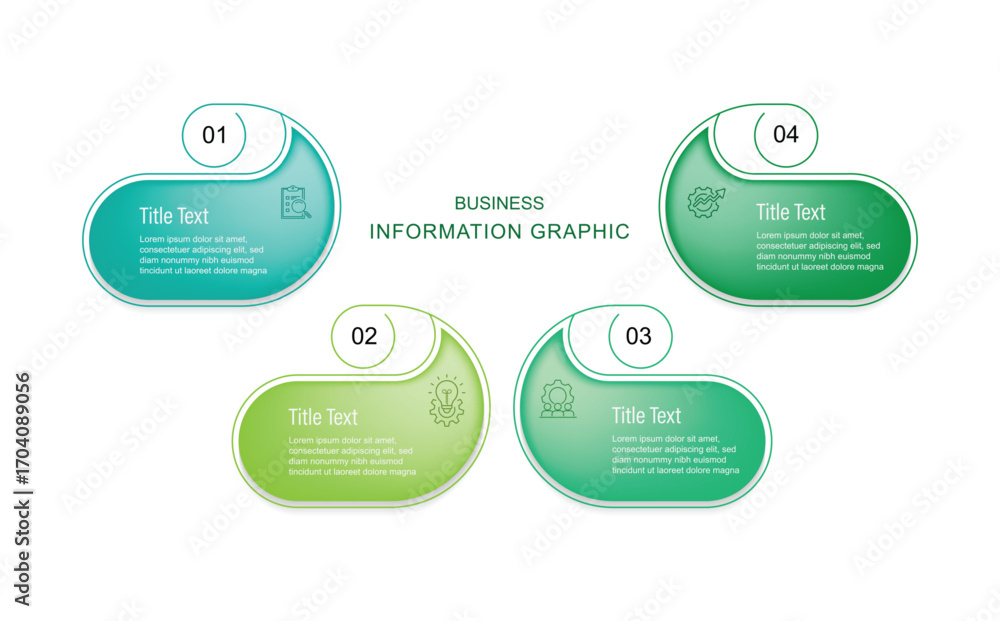 Poster modern infographic template vector element. 4 step columns process with icons