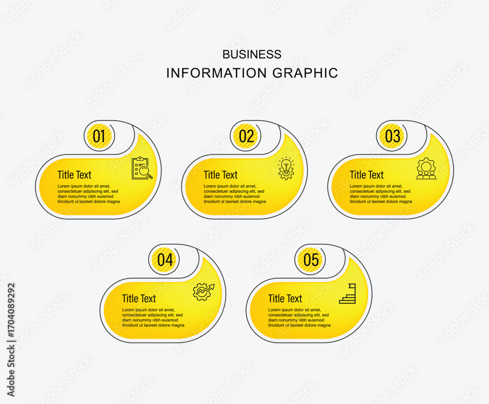 Poster 5 step journey columns infographic element. business template presentation 5 option. vector with lin