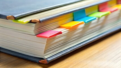 Organize your thoughts and projects with colorful sticky tabs in this professional planner