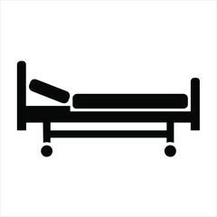 Black hospital bed icon isolated on white background for medical assistance, t symbolizes health, care, and the place