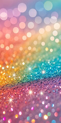 Colorful glitter texture with rainbow sparkles and shiny light reflections