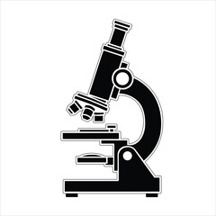 Black microscope isolated on white background for scientific research use