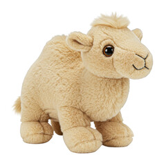 Camel Plush Toy Isolated on Transparent Background in Warm Lighting