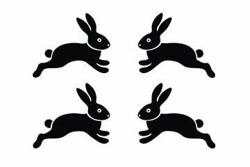 set of Rabbit jumping icon  silhouette vector