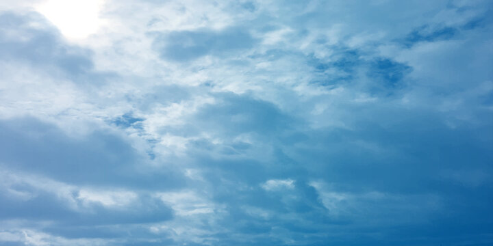 Blue air daylight natural fresh clouds fluffy panorama atmosphere love canvas white background image surface splashed wallpaper.
