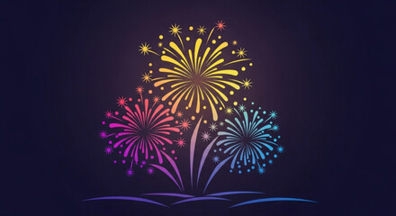 A vibrant display of fireworks illuminating the night sky with bursts of colorful light, creating a festive and celebratory atmosphere for any occasion
