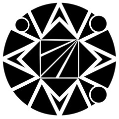 Black abstract geometric mandala with overlapping shapes