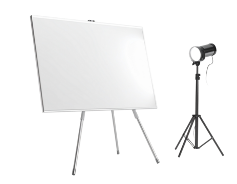 Minimalist White Board with Tripod PNG