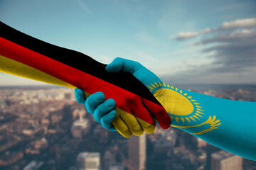 Shaking hands Germany and_Kazakhstan