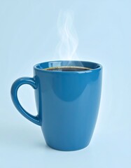 A steaming mug of dark coffee