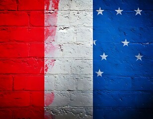 Painted flag on brick wall