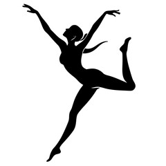 Fototapeta premium Graceful dancer leaping silhouette black