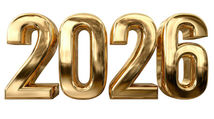 3D 2026 PNG Transparent Numbers for New Year Designs