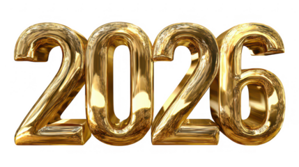 3D 2026 PNG Transparent Numbers for New Year Designs