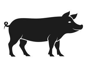 Pig farm animal silhouette vector isolated on white background