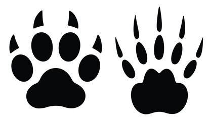 Vector paw prints pattern with cat and dog footprints