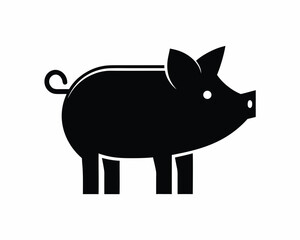 Pig farm animal silhouette vector isolated on white background
