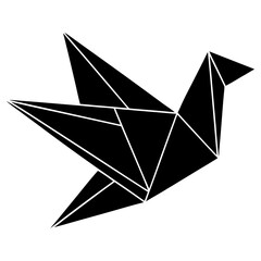 Origami bird silhouette minimal vector paper folded
