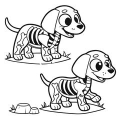 Skeleton Dogs Coloring Book Cartoon