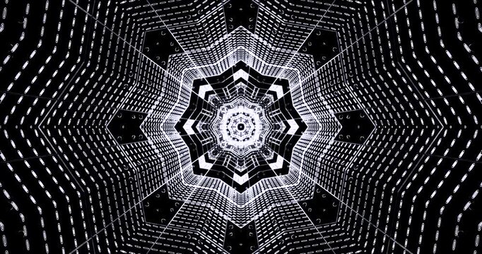 AI-generated abstract of a symmetrical, radiant digital pattern resembling a futuristic mandala