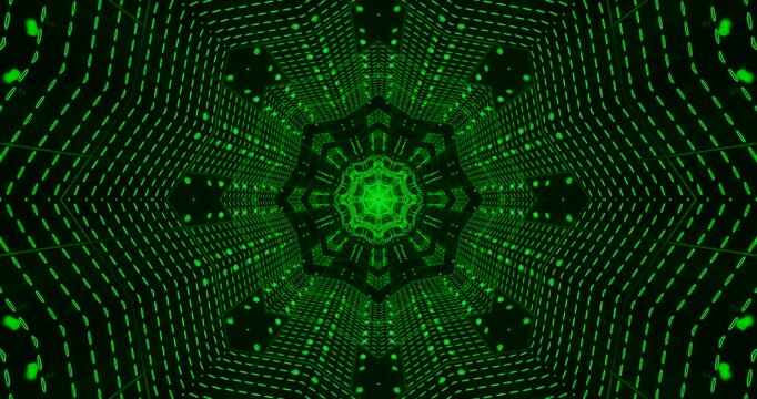 AI-generated abstract green pattern radiates symmetry with dotted and linear geometric shapes