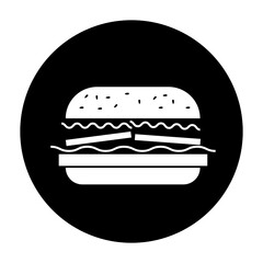 black and white illustration of burger icon