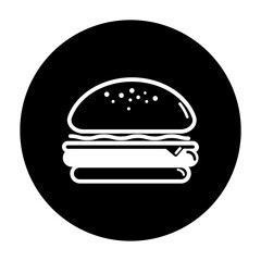 black and white illustration of burger icon